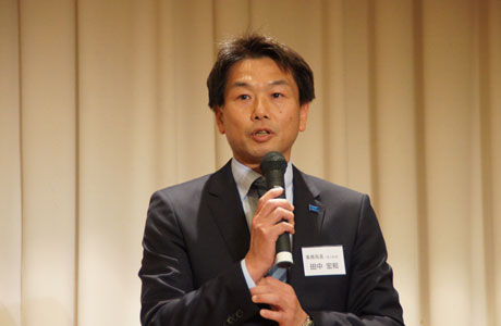 最後に、2017年の連合大阪運動への結集を呼び掛けながら閉会のあいさつをする連合大阪の田中宏和事務局長